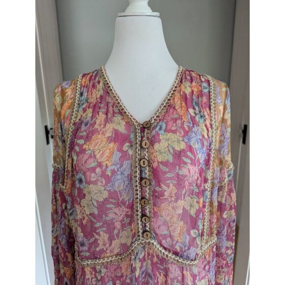 Anthropologie Letruelse Boho Sheer Dress OVersized Sheer Cover-Up Size Small - Picture 3 of 14